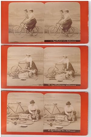 Série complète de 6 Vues stéréo thème vélo.