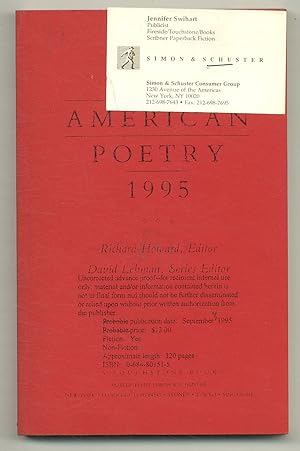 Bild des Verkufers fr The Best American Poetry 1995 zum Verkauf von Between the Covers-Rare Books, Inc. ABAA