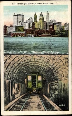 Image du vendeur pour Ansichtskarte / Postkarte Brooklyn New York City USA, Subway, U Bahn im Tunnel, skyscraper mis en vente par akpool GmbH