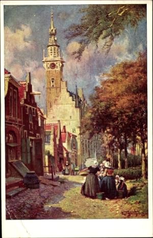Künstler Ansichtskarte / Postkarte Van Acker, Veere Zeeland Niederlande, Frauen in Trachten