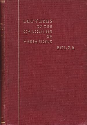 Immagine del venditore per Lectures on the calculus of variations venduto da Pare Yannick