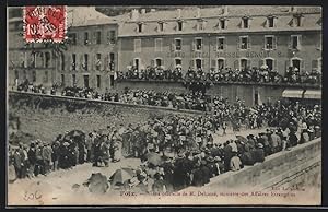 Carte postale Foix, Visite officielle de M. Delcassé, ministre des Affaires Etrangères