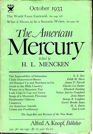 Imagen del vendedor de The American Mercury Volume XXX, No. 118; Ooctober, 1933 a la venta por Dorley House Books, Inc.