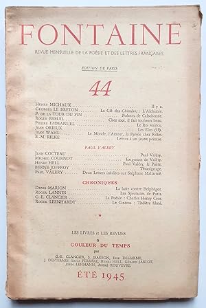 Imagen del vendedor de Fontaine, revue mensuelle de la posie et des lettres franaises, n44, t 1945. a la venta por Le Livre  Venir