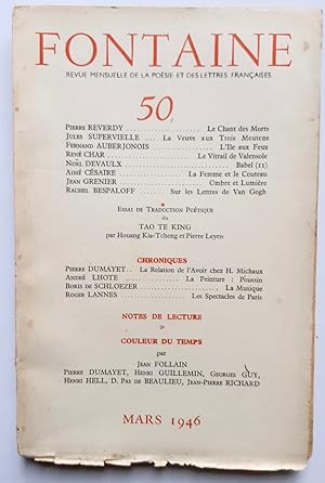 Imagen del vendedor de Fontaine, revue mensuelle de la posie et des lettres franaises, n50, mars 1946. a la venta por Le Livre  Venir