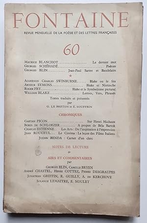 Imagen del vendedor de Fontaine, revue mensuelle de la posie et des lettres franaises, n60, mai 1947 - a la venta por Le Livre  Venir