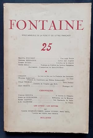 Bild des Verkufers fr Fontaine, revue mensuelle de la posie et des lettres franaises : n25, dcembre 1942. zum Verkauf von Le Livre  Venir