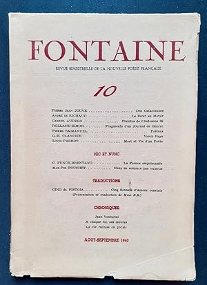 Fontaine, revue bimestrielle de la nouvelle poésie française : n°10, août-septembre 1940.