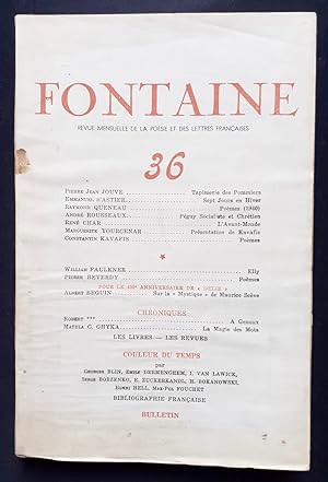 Bild des Verkufers fr Fontaine, revue mensuelle de la posie et des lettres franaises : n36, 1944. zum Verkauf von Le Livre  Venir