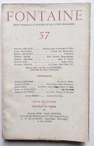 Fontaine, revue mensuelle de la poésie et des lettres françaises, n°57, décembre 1946 - janvier 1...