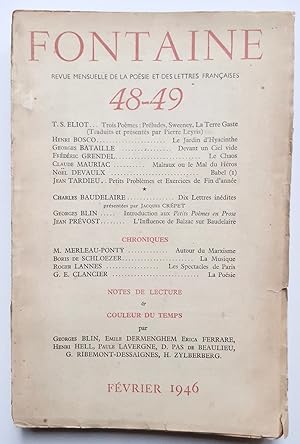 Fontaine, revue mensuelle de la poésie et des lettres françaises, n°48-49, février 1946.