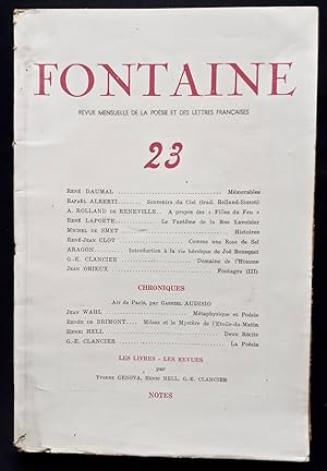 Bild des Verkufers fr Fontaine, revue mensuelle de la posie et des lettres franaises : n23, (t) 1942. zum Verkauf von Le Livre  Venir
