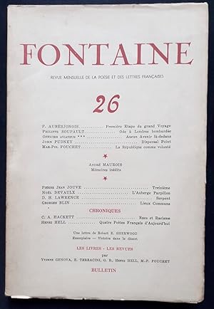 Bild des Verkufers fr Fontaine, revue mensuelle de la posie et des lettres franaises : n26, (hiver) 1943. zum Verkauf von Le Livre  Venir