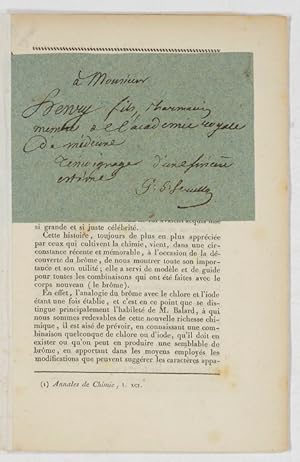 Nouveaux composés de brôme. Ether hydrobromique et cyanure de brôme, solidification du brôme et d...