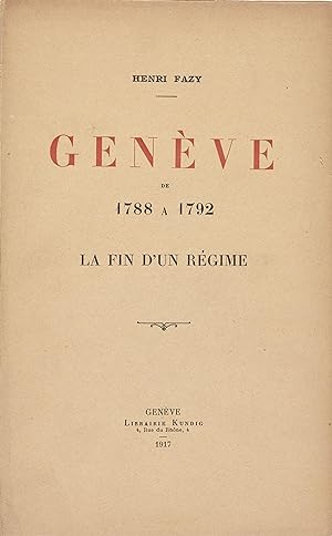 Genève de 1788 à 1792 la fin d'un régime