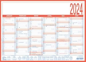 Immagine del venditore per Zettler Arbeitstagekalender 2024 - A4 (29 x 21 cm) - 6 Monate auf 1 Seite - Tafelkalender - auf Pappe kaschiert - Jahresplaner - 908-1315 venduto da Rheinberg-Buch Andreas Meier eK