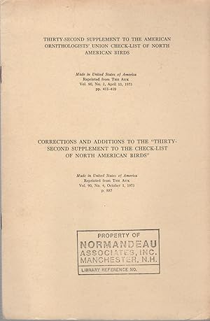 Thirty-Second Supplement to the American Ornithologists' Union Check-List of North American Birds