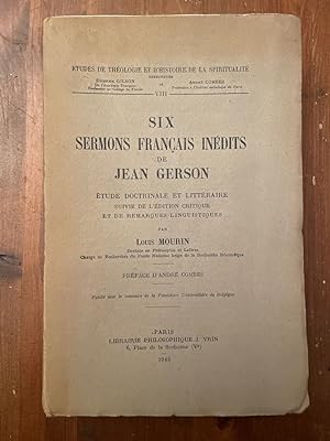 Bild des Verkufers fr Six sermons franais indits de Jean Gerson zum Verkauf von Librairie des Possibles