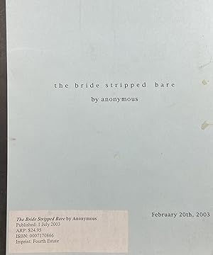 Imagen del vendedor de The Bride Stripped Bare a la venta por Archives Fine Books (ANZAAB, ILAB)