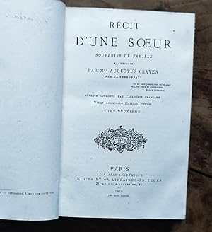 Image du vendeur pour RECIT D'UNE SOEUR. II. Souvenirsde famille recueillis par. Tome Deuxime mis en vente par Carmen Alonso Libros