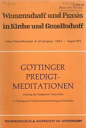 Bild des Verkufers fr Ordnung der Predigttexte, Vierte Reihe, 13. Sonntag nach Trinitatis bis letzter Sonntag im Kirchenjahr zum Verkauf von Antiquariat Jterbook, Inh. H. Schulze