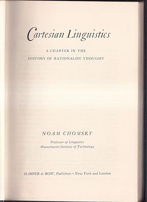 Immagine del venditore per Cartesian Linguistic A chapter in the history of rationalist thought venduto da Libreria Tara