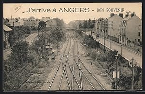 Carte postale Angers, Blick über die Bahntrassen, avec vue de la rue