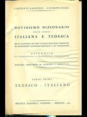Bild des Verkufers fr Novissimo dizionario delle lingue italiana e tedesca zum Verkauf von Librodifaccia