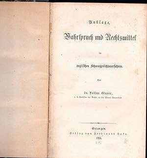 Bild des Verkufers fr Anklage, Wahrspruch und Rechtsmittel im englischen Schwurgerichtsverfahren. zum Verkauf von Wissenschaftliches Antiquariat Kln Dr. Sebastian Peters UG