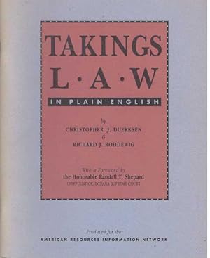 Seller image for TAKINGS LAW; In Plain English for sale by High-Lonesome Books