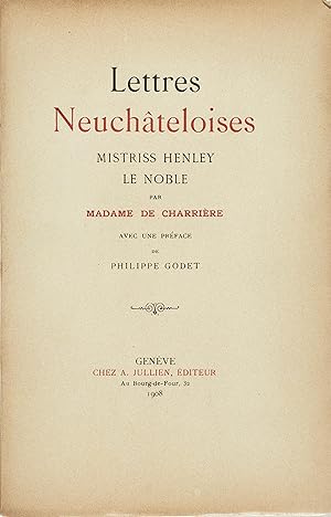 Lettres neuchâteloises - Mistriss Henley Le Noble