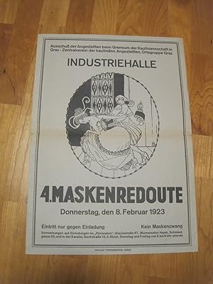 4. Maskenredoute Donnerstag, den 8.Februar 1923. Originalplakat der Kaufmannschaft Graz.