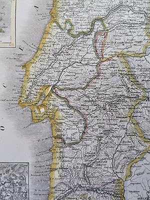 Kingdom of Portugal Azores Lisbon Porto c. 1849 detailed Meyer map