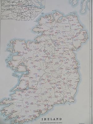 Ireland Economic Pauperism Poverty Welfare Relief 1882 Irish Unions color map