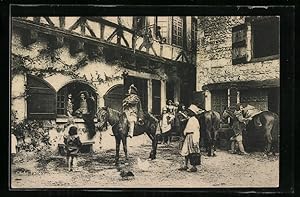 Immagine del venditore per Ansichtskarte Die drei Musketiere, Reiter machen Rast im Gasthaus, Filmszene venduto da Bartko-Reher