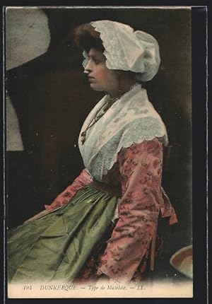 Seller image for Carte postale Dunkerque, Type de Matelote, Junge Frau in rot-grner Tracht for sale by Bartko-Reher