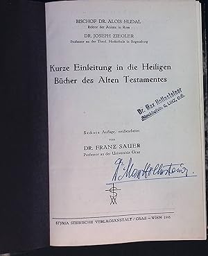 Imagen del vendedor de Kurze Einleitung in die Heiligen Bücher des Alten Testamentes. a la venta por books4less (Versandantiquariat Petra Gros GmbH & Co. KG)