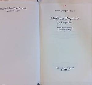 Imagen del vendedor de Abriss der Dogmatik : ein Kompendium. a la venta por books4less (Versandantiquariat Petra Gros GmbH & Co. KG)