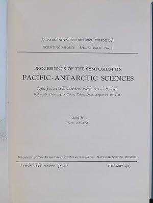 Image du vendeur pour Proceedings of the Symposium on Pacific-Antarctic Sciences Japanese Antartctic Research Expedition, Scientific Reports, Special Issue, no. 1 mis en vente par books4less (Versandantiquariat Petra Gros GmbH & Co. KG)