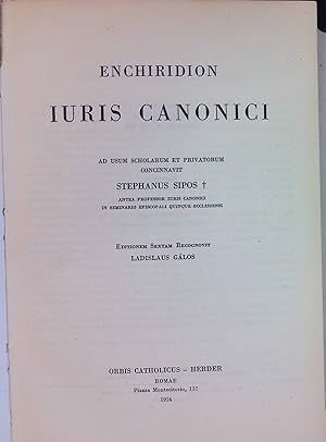 Seller image for Enchiridion Iuris Canonici: Ad usum scholarum et privatorum for sale by books4less (Versandantiquariat Petra Gros GmbH & Co. KG)