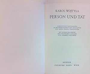 Bild des Verkufers fr Person und Tat. zum Verkauf von books4less (Versandantiquariat Petra Gros GmbH & Co. KG)