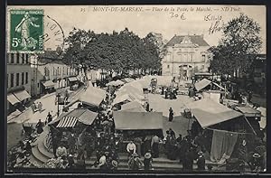 Carte postale Mont-de-Marsan, Place de la Poste, le Marché