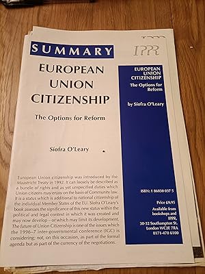 Imagen del vendedor de European Union Citizenship: Options for Reform a la venta por BettsBooksWales