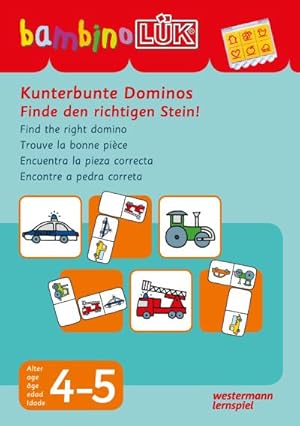 Imagen del vendedor de bambinoLK: Dominos - Finde den richtigen Stein: 3 - 5 Jahre (bambinoLK-System, Band 108): 4/5 Jahre - Vorschule Kunterbunte Dominos Finde den richtigen Stein (bambinoLK-bungshefte: Vorschule) a la venta por Rheinberg-Buch Andreas Meier eK