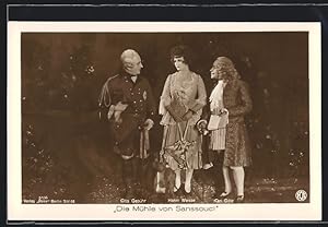 Bild des Verkufers fr Ansichtskarte Schauspielerin Hanni Weisse mit Otto Gebhr und Karl Gtz in einer Filmszene aus Die Mhle von Sanssouci zum Verkauf von Bartko-Reher