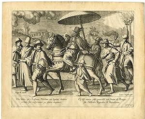 Antique Print-EAST-INDIES-PORTUGESE NOBLE-RULER-HORSE-Deutecum-Linschoten-1599