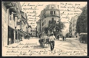 Carte postale Aix-les-Bains, Rues du Casino et de Genève