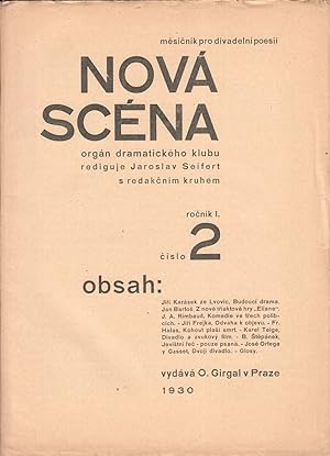 Bild des Verkufers fr Nova? sce?na: me?si?c?ni?k pro divadelni? poesii [The new stage: a monthly journal for theatrical poetry], nos. 1?6. All published. zum Verkauf von Penka Rare Books and Archives, ILAB