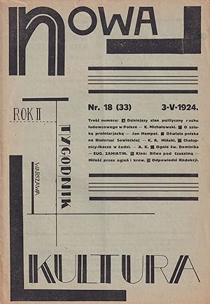 Nowa kultura: tygodnik [New Culture: a weekly], vol. II, no. 18 (33).