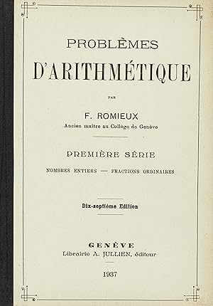 Imagen del vendedor de Problmes d'arithmtique 1 a la venta por Librairie Jullien